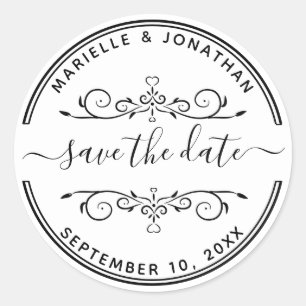 Wedding Save the Date Modern Script Return Address Classic Round Sticker