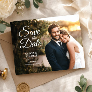 Wedding Save The Date Modern Simple Photo Postcard