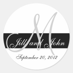 Wedding Save the Date Monogram Black & Grey Seal