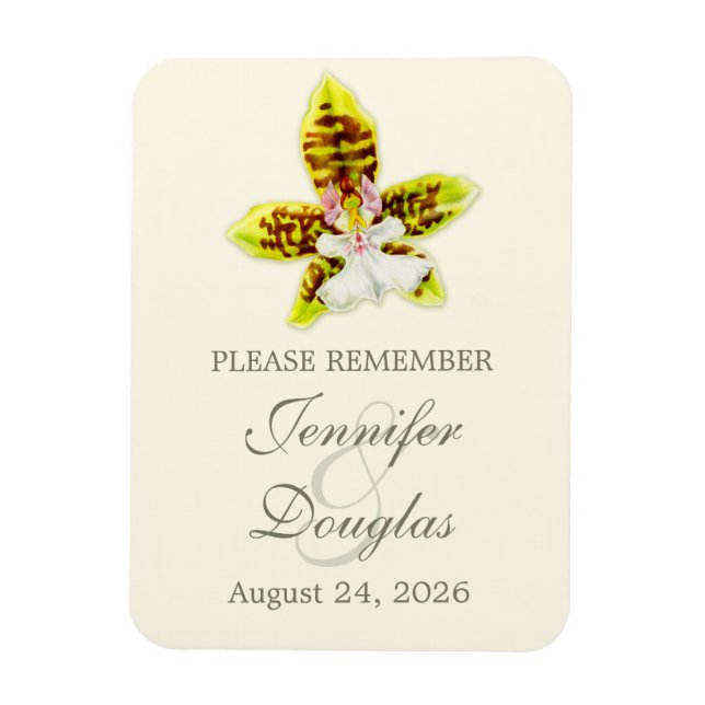 Wedding save the date orchid magnet (Vertical)