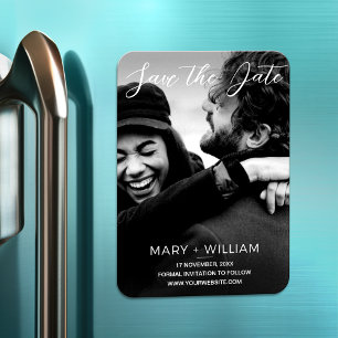 Wedding Save The Date Photo Black And White Magnet