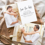 Wedding Save the Date Photo Elegant Simple<br><div class="desc">Wedding Save the Date Cards that have a photo on the front and back. The Save the Date cards contain a modern hand lettered cursive script typography that are elegant,  simple and modern to use after you wedding day celebration.</div>