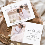 Wedding Save the Date Photo Minimalist<br><div class="desc">Wedding Save the Date Cards that have a photo on the front and back. The Save the Date cards contain a modern hand lettered cursive script typography that are elegant,  simple and modern to use after you minimalist simple wedding day celebration.</div>