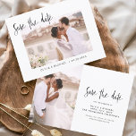 Wedding Save the Date Photo Minimalist Simple<br><div class="desc">Wedding Save the Date Cards that have a photo on the front and back. The Save the Date cards contain a modern hand lettered cursive script typography that are elegant,  simple and modern to use after you minimalist simple wedding day celebration.</div>