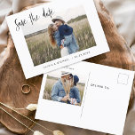 Wedding Save the Date Photo Minimalist Simple Announcement Postcard<br><div class="desc">Wedding Save the Date Cards that have a photo on the front and back. The Save the Date cards contain a modern hand lettered cursive script typography that are elegant,  simple and modern to use after you minimalist simple wedding day celebration.</div>