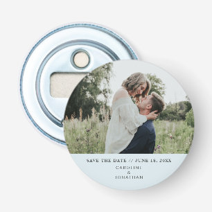Wedding Save the Date Photo Simple Minimal Blue Bottle Opener
