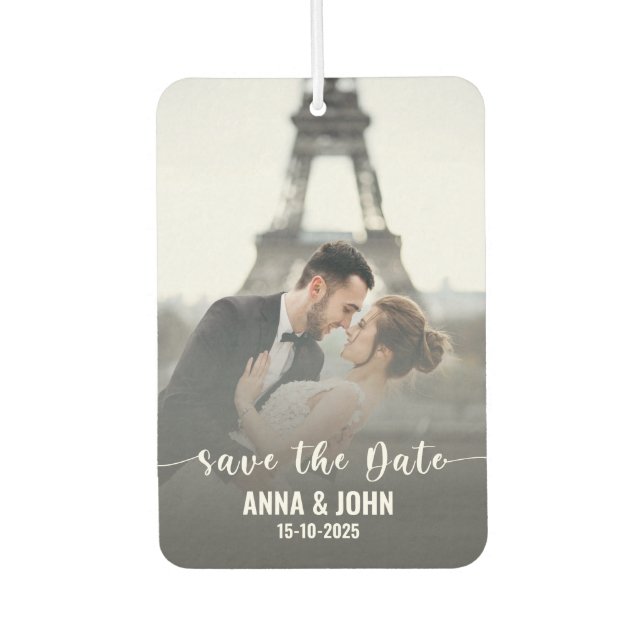 Wedding Save the Date Picture  Car Air Freshener (Front)