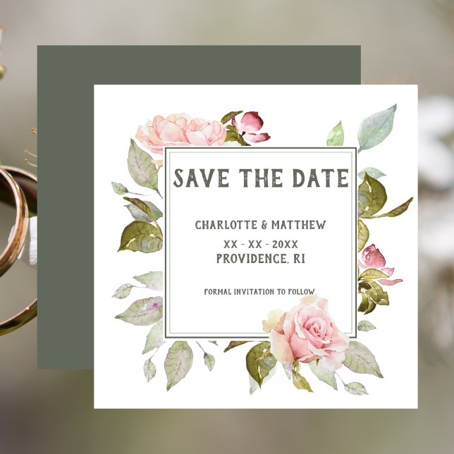 Wedding Save The Date Pink Roses  (Wedding Save The Date Pink Roses)