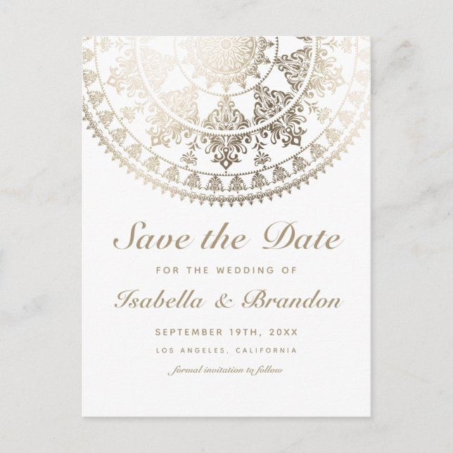 Wedding Save the Date Postcards Gold Foil (Front)