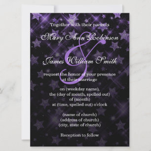Wedding Save The Date Purple Glitter Stars