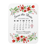 Wedding Save the Date Red Blossoms Calendar
