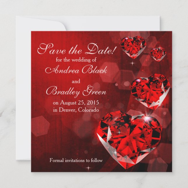 Wedding Save the Date | Red Diamond Heart (Front)