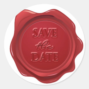 Wedding Save the Date Red Faux Wax Seal Effect