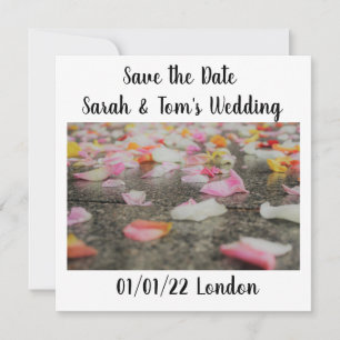wedding save the date rose petals invitation