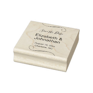 Wedding Save the Date Script Elegant Bride & Groom Rubber Stamp