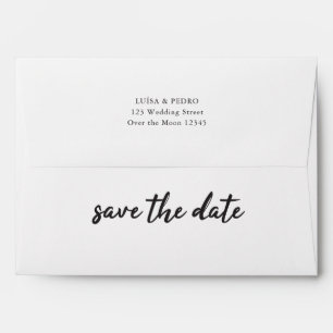 Wedding Save the Date Self Addressed Black White Envelope