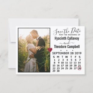 Wedding Save the Date September 2019 Calendar