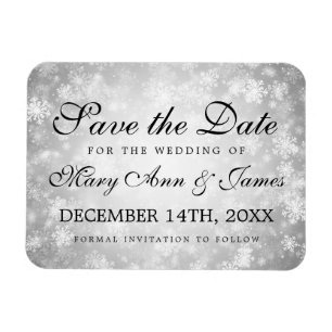 Wedding Save The Date Silver Winter Wonderland Magnet