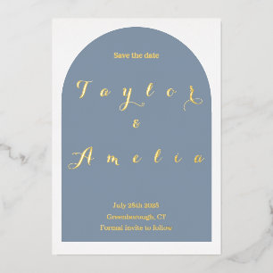 Wedding Save the Date Simple Dusty Blue Arch Real