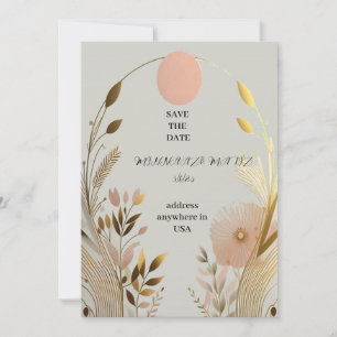 wedding save the date simple pink goldInvitation Invitation