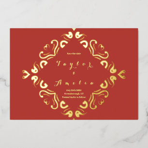 Wedding Save the Date Terracotta Real Gold