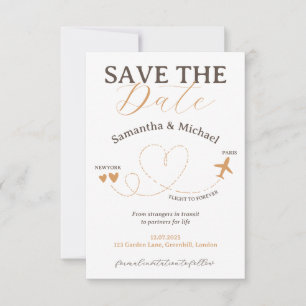 Wedding Save the Date travel flight plane