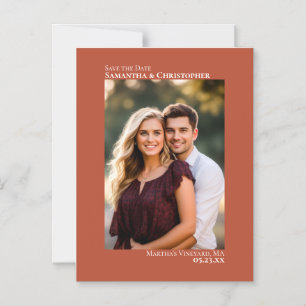 Wedding Save the Date Vertical Photo Terracotta Magnetic Invitation