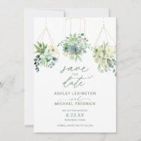 Wedding Save the Date Watercolor Succulent