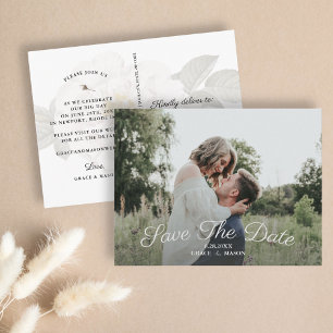 Wedding Save the Date with Photo Vintage Rose Postcard