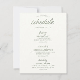 Wedding Schedule & Details Card