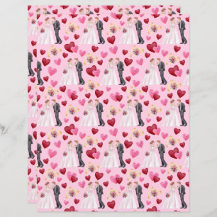 Wedding Scrapbook Paper in Pink