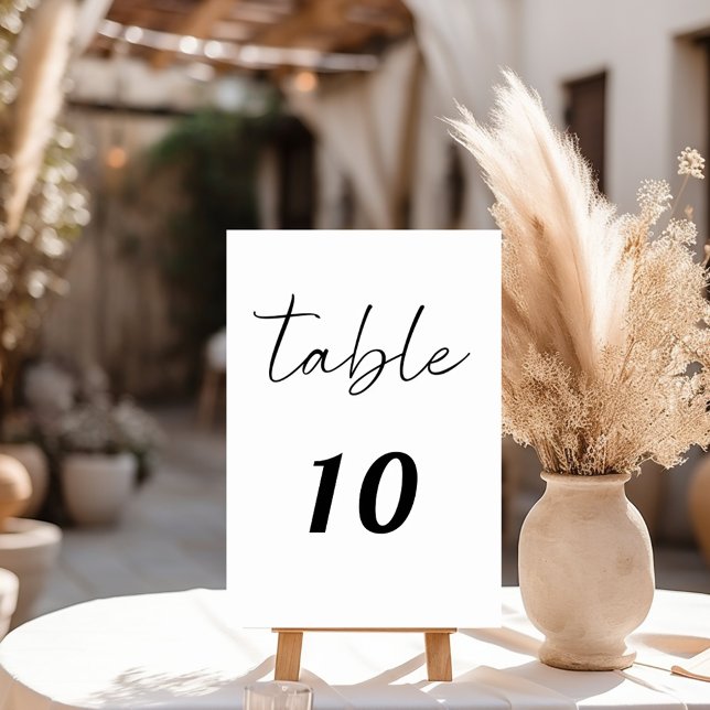 Wedding script elegant minimalist table number (Creator Uploaded)