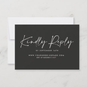 Wedding script modern black white elegant reply invitation