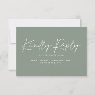 Wedding script modern sage green elegant reply invitation