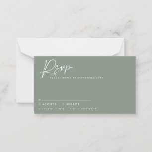 Wedding script modern sage green script rsvp reply card