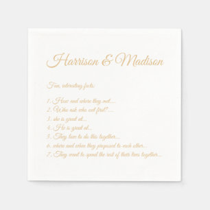 Wedding Script names Couple Fun Facts camel paper Napkin