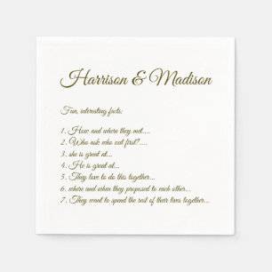 Wedding Script names Couple Fun Facts moss green Napkin