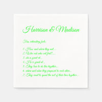 Wedding Script names Couple Fun Facts neon green