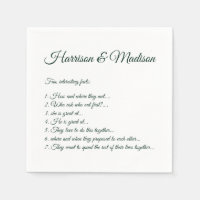 Wedding Script names Couple Fun Facts pine green