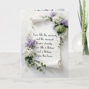 Wedding Scroll with Lilacs and Hydrangeas  Card