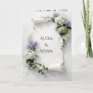Wedding Scroll with Lilacs and Hydrangeas  Card