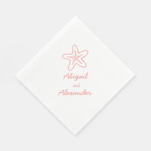 Wedding sea star coral luncheon paper napkin
