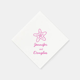 Wedding sea star pink white paper napkin