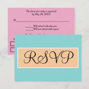 Wedding Seafoam Blue Pink Sandy Beach RSVP Card