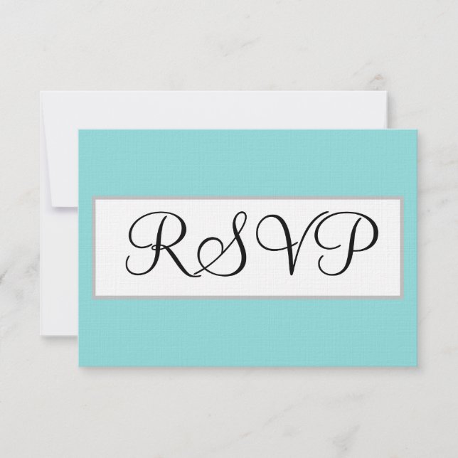 Wedding Seafoam Blue Silver RSVP Card (Front)