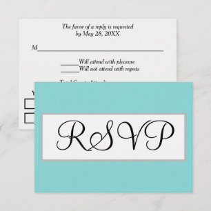 Wedding Seafoam Blue Silver RSVP Card