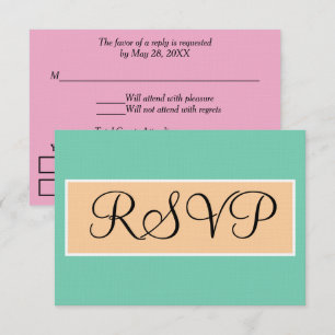 Wedding Seafoam Green Pink RSVP Card