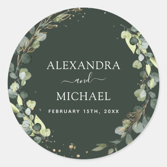 Wedding Seal Eucalyptus Emerald Green Greenery (Front)