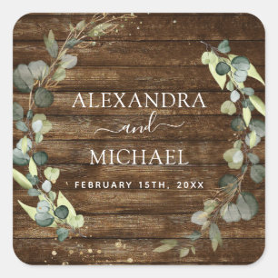 Wedding Seal Eucalyptus Greenery Rustic Wood