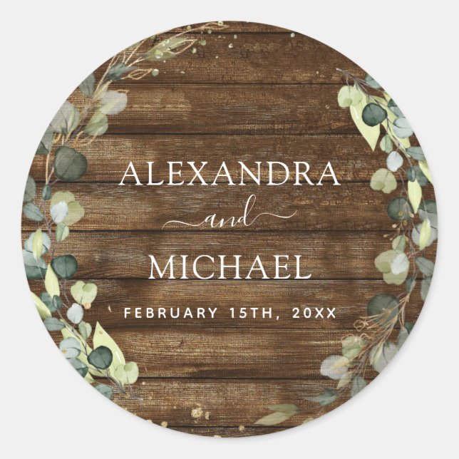 Wedding Seal Eucalyptus Rustic Wood Greenery (Front)